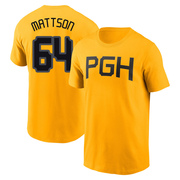 Men's Pittsburgh Pirates Isaac Mattson ＃64 2023 City Connect Name & Number T-Shirt - Gold