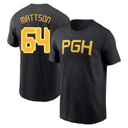 Men's Pittsburgh Pirates Isaac Mattson ＃64 2023 City Connect Wordmark Name & Number T-Shirt - Black