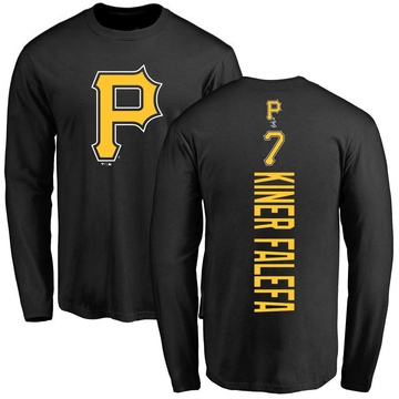 Men's Pittsburgh Pirates Isiah Kiner-Falefa ＃7 Backer Long Sleeve T-Shirt - Black