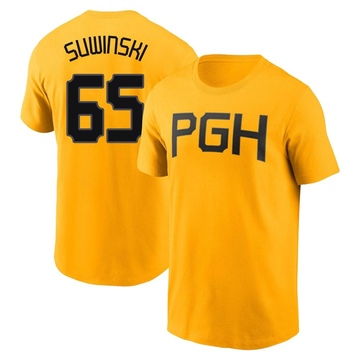 Men's Pittsburgh Pirates Jack Suwinski ＃65 2023 City Connect Name & Number T-Shirt - Gold