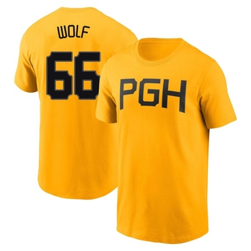 Men's Pittsburgh Pirates Jackson Wolf ＃66 2023 City Connect Name & Number T-Shirt - Gold