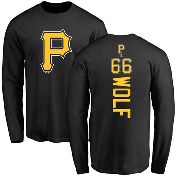 Men's Pittsburgh Pirates Jackson Wolf ＃66 Backer Long Sleeve T-Shirt - Black