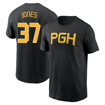 Men's Pittsburgh Pirates Jared Jones ＃37 2023 City Connect Wordmark Name & Number T-Shirt - Black