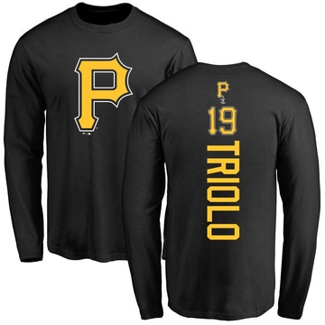 Men's Pittsburgh Pirates Jared Triolo ＃19 Backer Long Sleeve T-Shirt - Black