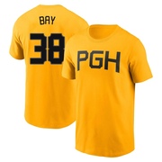 Men's Pittsburgh Pirates Jason Bay ＃38 2023 City Connect Name & Number T-Shirt - Gold