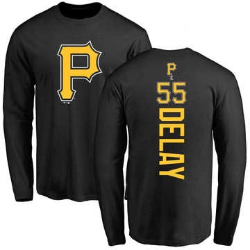 Men's Pittsburgh Pirates Jason Delay ＃55 Backer Long Sleeve T-Shirt - Black