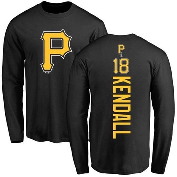 Men's Pittsburgh Pirates Jason Kendall ＃18 Backer Long Sleeve T-Shirt - Black