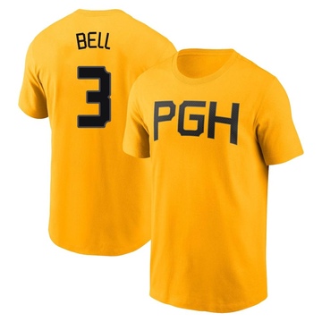 Men's Pittsburgh Pirates Jay Bell ＃3 2023 City Connect Name & Number T-Shirt - Gold