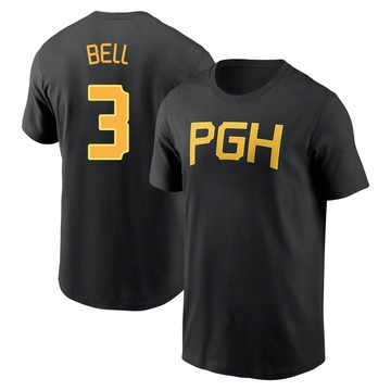 Men's Pittsburgh Pirates Jay Bell ＃3 2023 City Connect Wordmark Name & Number T-Shirt - Black