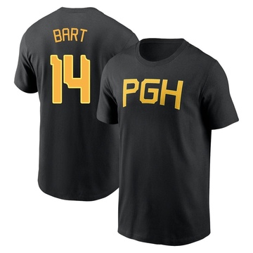 Men's Pittsburgh Pirates Joey Bart ＃14 2023 City Connect Wordmark Name & Number T-Shirt - Black