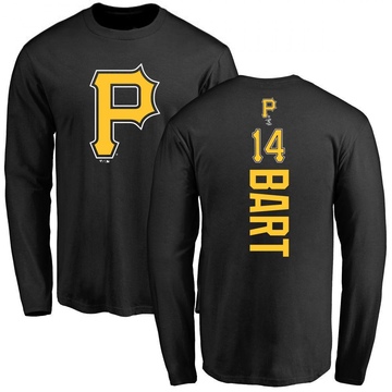 Men's Pittsburgh Pirates Joey Bart ＃14 Backer Long Sleeve T-Shirt - Black