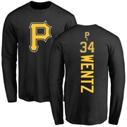 Men's Pittsburgh Pirates Joey Wentz ＃34 Backer Long Sleeve T-Shirt - Black