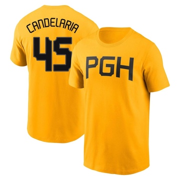 Men's Pittsburgh Pirates John Candelaria ＃45 2023 City Connect Name & Number T-Shirt - Gold