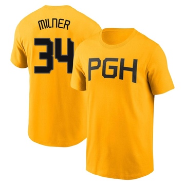 Men's Pittsburgh Pirates John Milner ＃34 2023 City Connect Name & Number T-Shirt - Gold