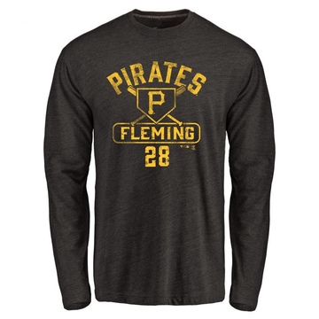 Men's Pittsburgh Pirates Josh Fleming ＃28 Base Runner Long Sleeve T-Shirt - Black