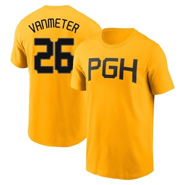 Men's Pittsburgh Pirates Josh VanMeter ＃26 2023 City Connect Name & Number T-Shirt - Gold