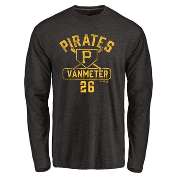 Men's Pittsburgh Pirates Josh VanMeter ＃26 Base Runner Long Sleeve T-Shirt - Black