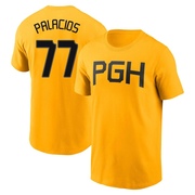 Men's Pittsburgh Pirates Joshua Palacios ＃77 2023 City Connect Name & Number T-Shirt - Gold