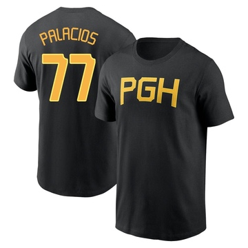 Men's Pittsburgh Pirates Joshua Palacios ＃77 2023 City Connect Wordmark Name & Number T-Shirt - Black