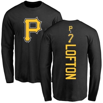 Men's Pittsburgh Pirates Kenny Lofton ＃7 Backer Long Sleeve T-Shirt - Black