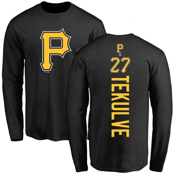 Men's Pittsburgh Pirates Kent Tekulve ＃27 Backer Long Sleeve T-Shirt - Black