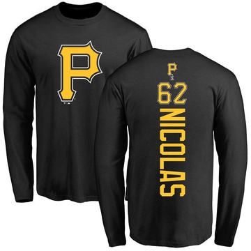 Men's Pittsburgh Pirates Kyle Nicolas ＃62 Backer Long Sleeve T-Shirt - Black