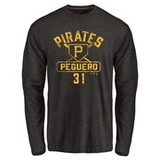 Men's Pittsburgh Pirates Liover Peguero ＃31 Base Runner Long Sleeve T-Shirt - Black