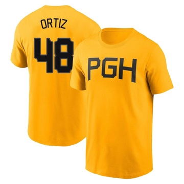 Men's Pittsburgh Pirates Luis Ortiz ＃48 2023 City Connect Name & Number T-Shirt - Gold