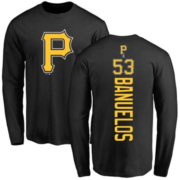 Men's Pittsburgh Pirates Manny Banuelos ＃53 Backer Long Sleeve T-Shirt - Black