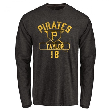 Men's Pittsburgh Pirates Michael Taylor ＃18 Base Runner Long Sleeve T-Shirt - Black