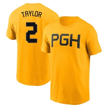 Men's Pittsburgh Pirates Michael Taylor ＃2 2023 City Connect Name & Number T-Shirt - Gold