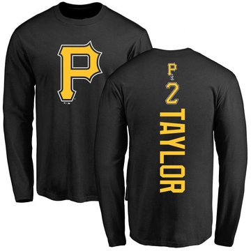 Men's Pittsburgh Pirates Michael Taylor ＃2 Backer Long Sleeve T-Shirt - Black