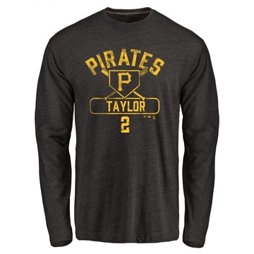 Men's Pittsburgh Pirates Michael Taylor ＃2 Base Runner Long Sleeve T-Shirt - Black