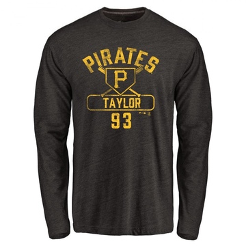 Men's Pittsburgh Pirates Michael Taylor ＃93 Base Runner Long Sleeve T-Shirt - Black