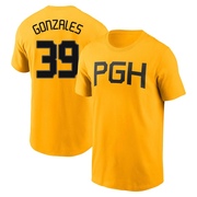 Men's Pittsburgh Pirates Nick Gonzales ＃39 2023 City Connect Name & Number T-Shirt - Gold