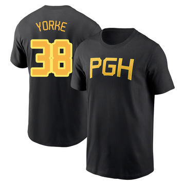 Men's Pittsburgh Pirates Nick Yorke ＃38 2023 City Connect Wordmark Name & Number T-Shirt - Black