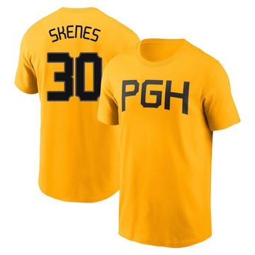 Men's Pittsburgh Pirates Paul Skenes ＃30 2023 City Connect Name & Number T-Shirt - Gold