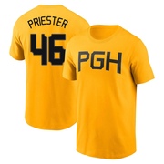 Men's Pittsburgh Pirates Quinn Priester ＃46 2023 City Connect Name & Number T-Shirt - Gold