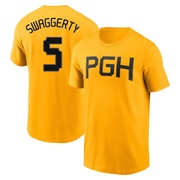 Men's Pittsburgh Pirates Travis Swaggerty ＃5 2023 City Connect Name & Number T-Shirt - Gold