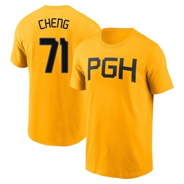 Men's Pittsburgh Pirates Tsung-Che Cheng ＃71 2023 City Connect Name & Number T-Shirt - Gold