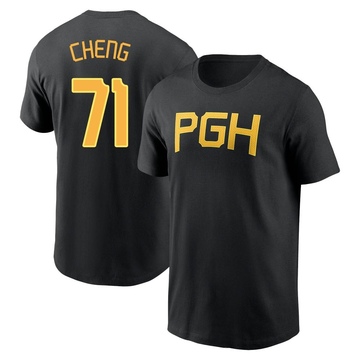 Men's Pittsburgh Pirates Tsung-Che Cheng ＃71 2023 City Connect Wordmark Name & Number T-Shirt - Black