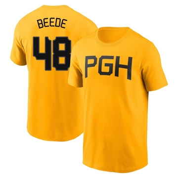 Men's Pittsburgh Pirates Tyler Beede ＃48 2023 City Connect Name & Number T-Shirt - Gold