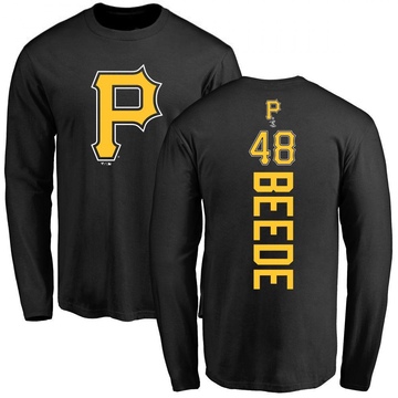 Men's Pittsburgh Pirates Tyler Beede ＃48 Backer Long Sleeve T-Shirt - Black