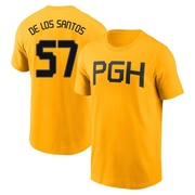 Men's Pittsburgh Pirates Yerry De Los Santos ＃57 2023 City Connect Name & Number T-Shirt - Gold