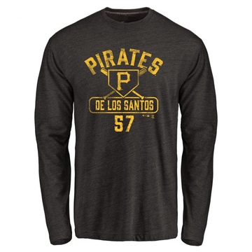 Men's Pittsburgh Pirates Yerry De Los Santos ＃57 Base Runner Long Sleeve T-Shirt - Black