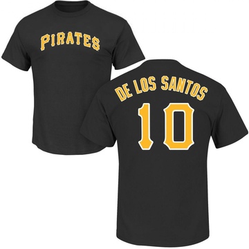 Men's Pittsburgh Pirates Yordany De Los Santos ＃10 Roster Name & Number T-Shirt - Black