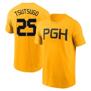 Men's Pittsburgh Pirates Yoshi Tsutsugo ＃25 2023 City Connect Name & Number T-Shirt - Gold