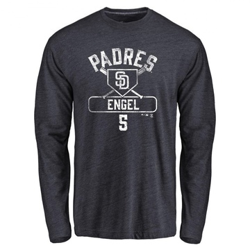 Men's San Diego Padres Adam Engel ＃5 Base Runner Long Sleeve T-Shirt - Navy