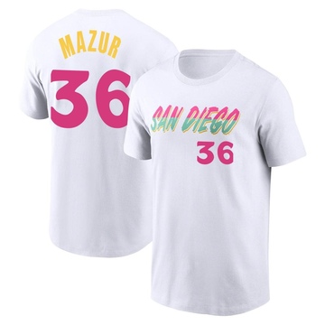 Men's San Diego Padres Adam Mazur ＃36 2022 City Connect Name & Number T-Shirt - White