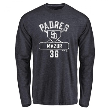 Men's San Diego Padres Adam Mazur ＃36 Base Runner Long Sleeve T-Shirt - Navy